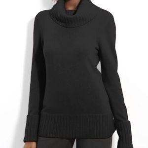 Rib Trim Cashmere Cowl Neck Sweater
